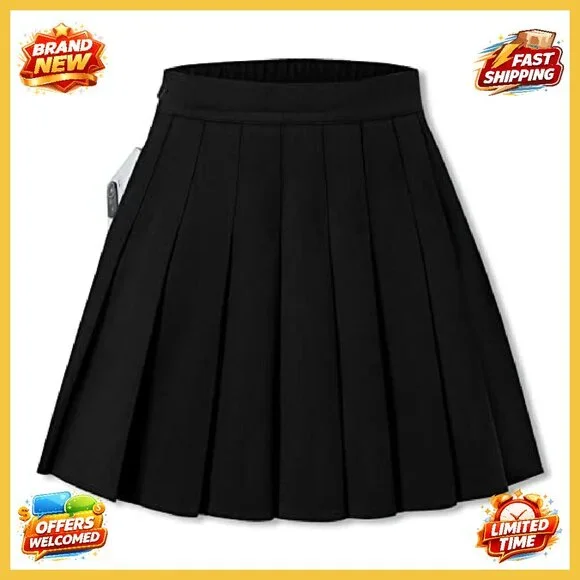 Woolen Pleated Skirt with Stretchy Band and Pockets Y2K Chic Winter